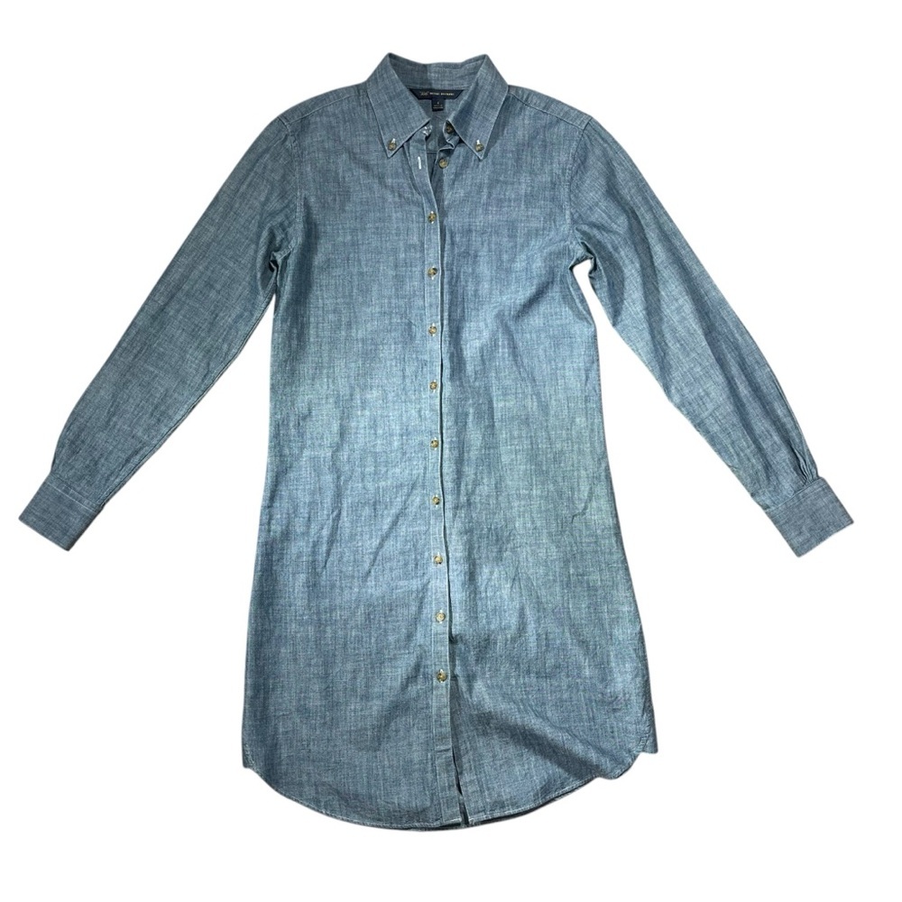 Brooks Brothers Blue Chambray Long Sleeve Shirt Dress